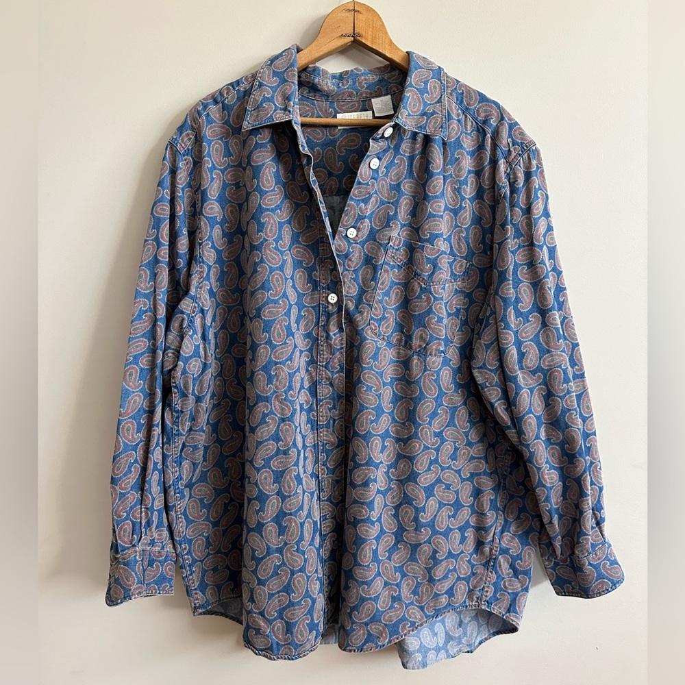 Paisley denim button up